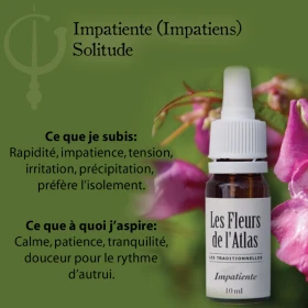 Impatiens Fleurs de l'Atlas 10 ml (Impatiente) Fleurs de l'Atlas - Sans alcool 3 - mesfleursdebach.com 