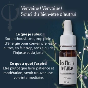 Vervain Fleurs de Bach sans alcool - Fleurs de l'Atlas 10 ml (Verveine) Fleurs de l'Atlas - Sans alcool 5 - mesfleursdebach.com 
