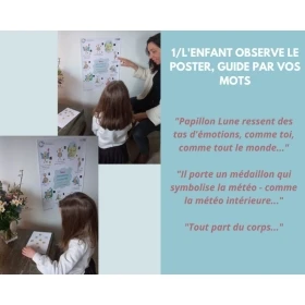 Poster "Nos émotions, ressentis avec Lune" de Sarah Lenègre 60*42cm Mes Fleurs de BACH 2 - mesfleursdebach.com 