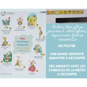 Poster "Nos émotions, ressentis avec Lune" de Sarah Lenègre 60*42cm Mes Fleurs de BACH 1 - mesfleursdebach.com 