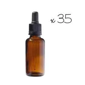 35 flacons compte-gouttes noirs vides teintés 30 ml Mes Fleurs de BACH 1 - mesfleursdebach.com 