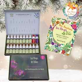 Pack Noël Coffret 38 Fleurs de Bach sans alcool 10ml + 2 urgences Rescue. Offert: 1 livre Les Fleurs de l'Atlas 1 - mesfleursdeb