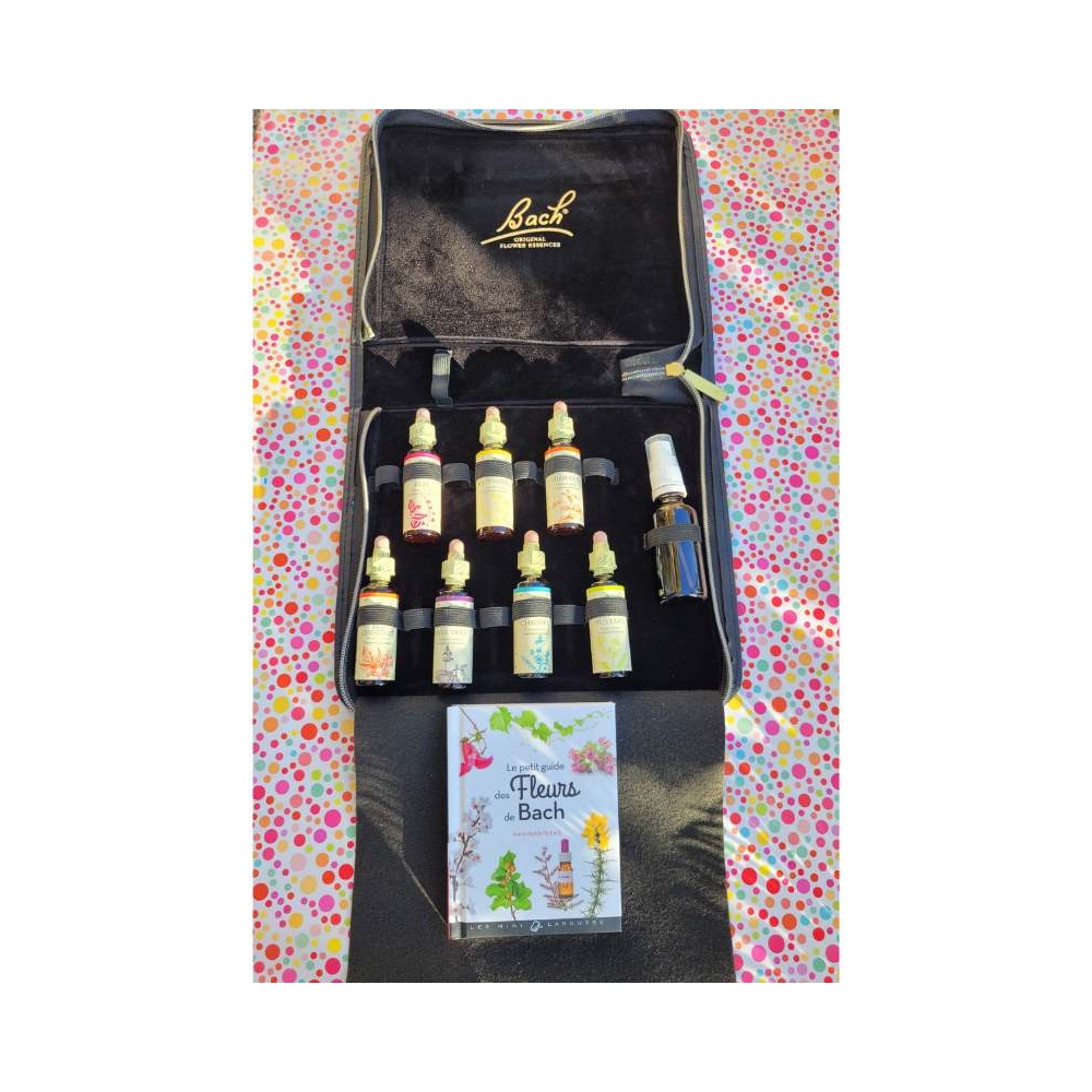 Trousse découverte 7 fleurs BACH ORIGINAL 20ML CUIR NOIR + 1 guide fleurs de Bach Bach Original Nelsons 1 - mesfleursdebach.com 