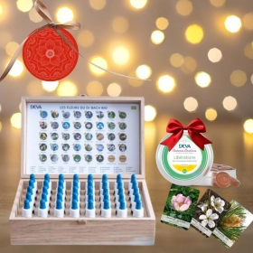 Pack Noël Coffret plein en bois Deva 15 ml- 38 fleurs de Bach et 2 rescue Deva 1 - mesfleursdebach.com 