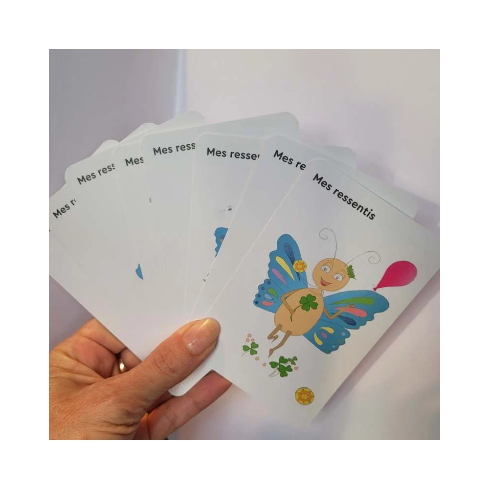 Cartes enfants "Mes ressentis et mes besoins avec Papillon Lune" - 11*7cm Mes Fleurs de BACH 1 - mesfleursdebach.com Cartes enfants "Mes ressentis et mes besoins avec Papillon Lune" - 11*7cm Mes Fleurs de BACH 1 - mesfleursdebach.com