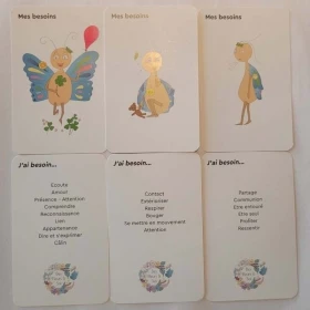 Cartes enfants "Mes ressentis et mes besoins avec Papillon Lune" - 11*7cm Mes Fleurs de BACH 4 - mesfleursdebach.com 