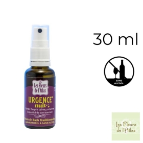Urgence Rescue sans alcool nuit spray 30 ml - Les Fleurs de l'Atlas Fleurs de l'Atlas - Sans alcool 1 - mesfleursdebach.com 