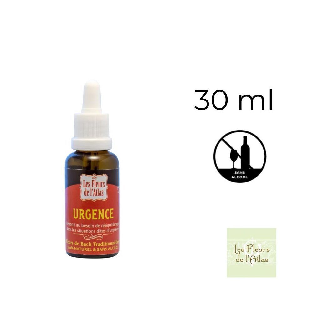 Urgence Rescue sans alcool jour compte-gouttes 30 ml - Les Fleurs de l'Atlas Fleurs de l'Atlas - Sans alcool 1 - mesfleursdebach