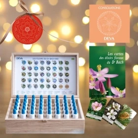 Coffret de Noël plein en bois Deva 15 ml- 38 fleurs de Bach et 2 rescue Deva 1 - mesfleursdebach.com