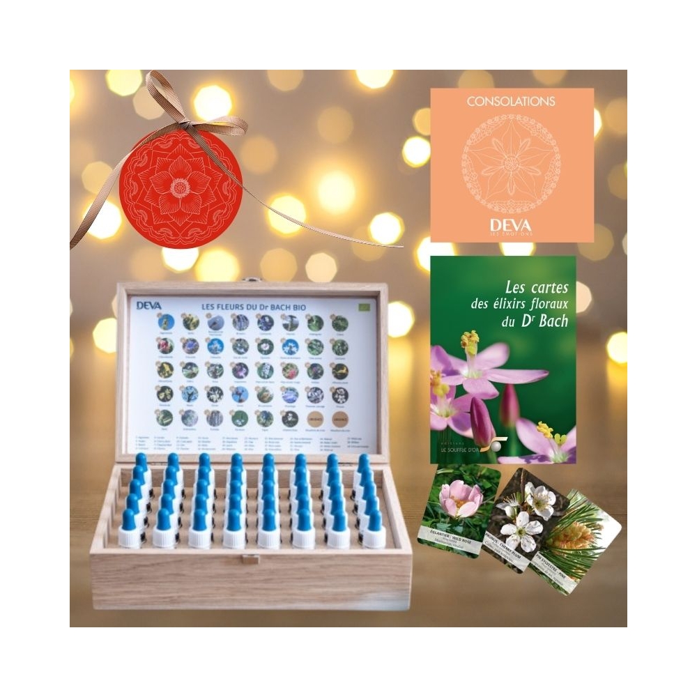 Coffret de Noël plein en bois Deva 15 ml- 38 fleurs de Bach et 2 rescue Deva 1 - mesfleursdebach.com  Coffret de Noël plein en bois Deva 15 ml- 38 fleurs de Bach et 2 rescue Deva 1 - mesfleursdebach.com