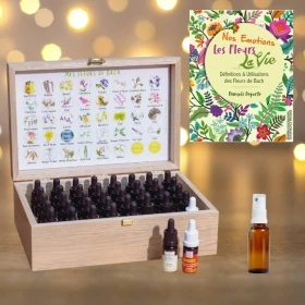Coffret Bois 38 Fleurs de Bach Sans Alcool - Édition Noël - Fabrication artisanale française Fleurs de l'Atlas - Sans alcool 1 -