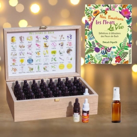 Coffret Bois 38 Fleurs de Bach Sans Alcool - Édition Noël - Fabrication artisanale française Fleurs de l'Atlas - Sans alcool 1 -