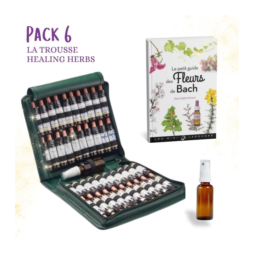 6 - Trousse de Noël pleine 38 Fleurs de Bach Healing Herbs 10ml. Offerts: 1 Livre, 1 vapospray 30 ml Healing Herbs 1 - mesfleurs