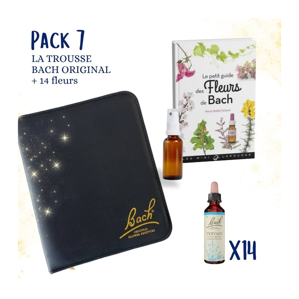 7 - Trousse découverte 14 fleurs BACH ORIGINAL 20ML CUIR NOIR + 1 guide fleurs de Bach + 1 vapospray Bach Original Nelsons 1 - m