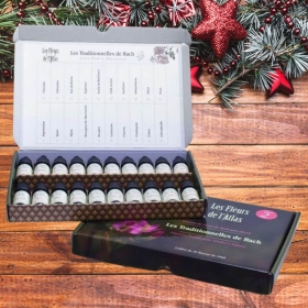 Fleurs de Bach SANS ALCOOL 10 ml - Coffret plein 38 fleurs de l'Atlas + 2 solutions d'urgence Rescue (1 jour et 1 nuit) Mes Fleu