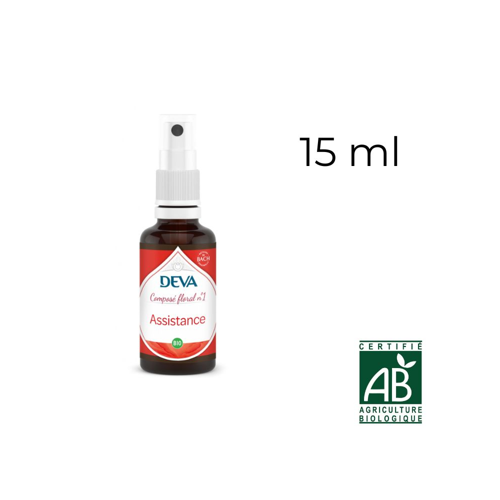 Deva - Rescue + Lotus: Assistance 15 ml vaporisateur Deva 1 - mesfleursdebach.com 