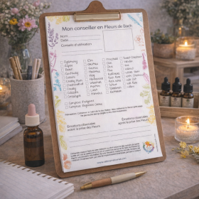 Bloc conseil avec la liste des fleurs de Bach à cocher Mes Fleurs de BACH 1 - mesfleursdebach.com 