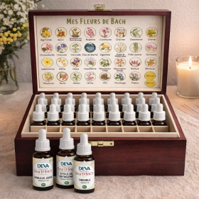 Deva 30 ml - Coffret Vide Acajou - Fleurs de Bach Mes Fleurs de BACH 5 - mesfleursdebach.com 