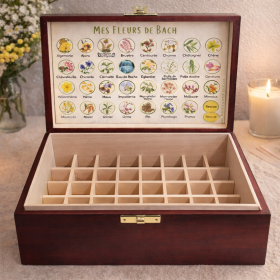 Sans alcool 30 ml - Coffret Vide Acajou - Fleurs de Bach Mes Fleurs de BACH 3 - mesfleursdebach.com 
