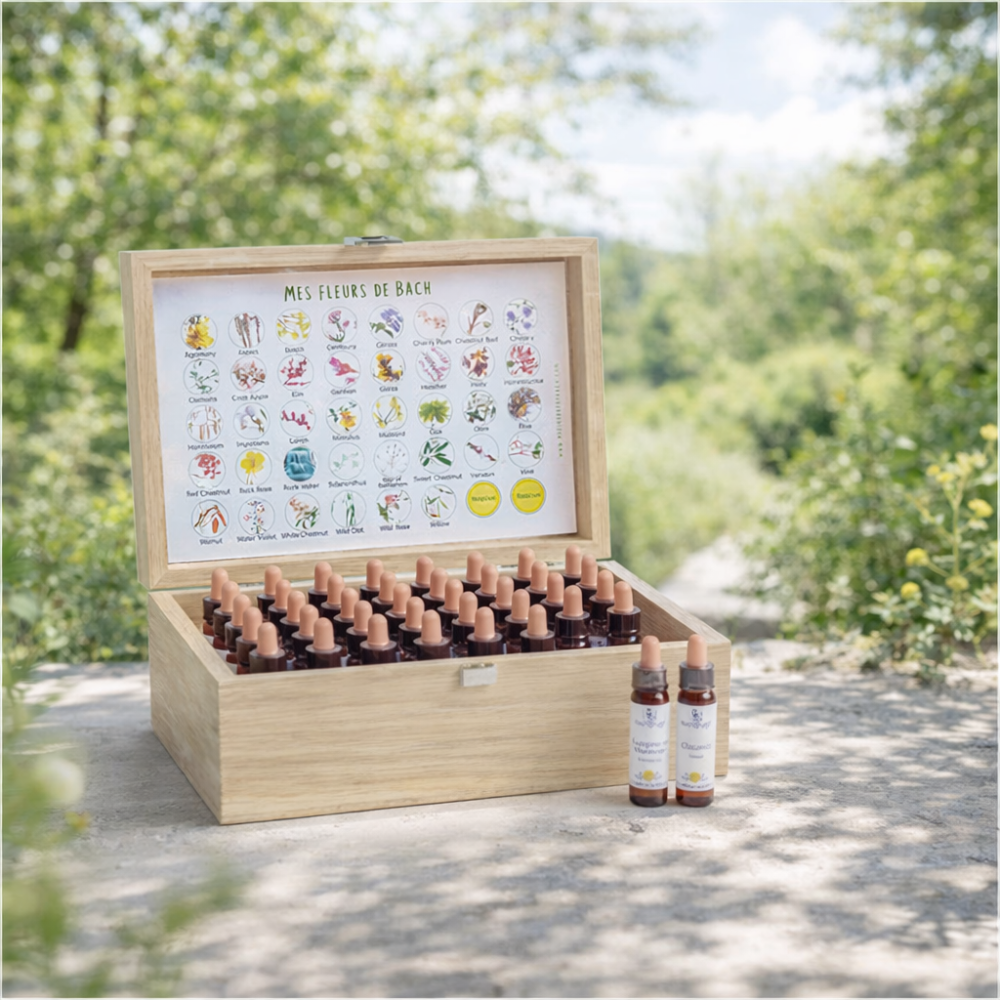 Healing Herbs 10ml - Coffret bois chêne - 38 Fleurs de Bach bio + 2 Rescue Healing Herbs 1 - mesfleursdebach.com 