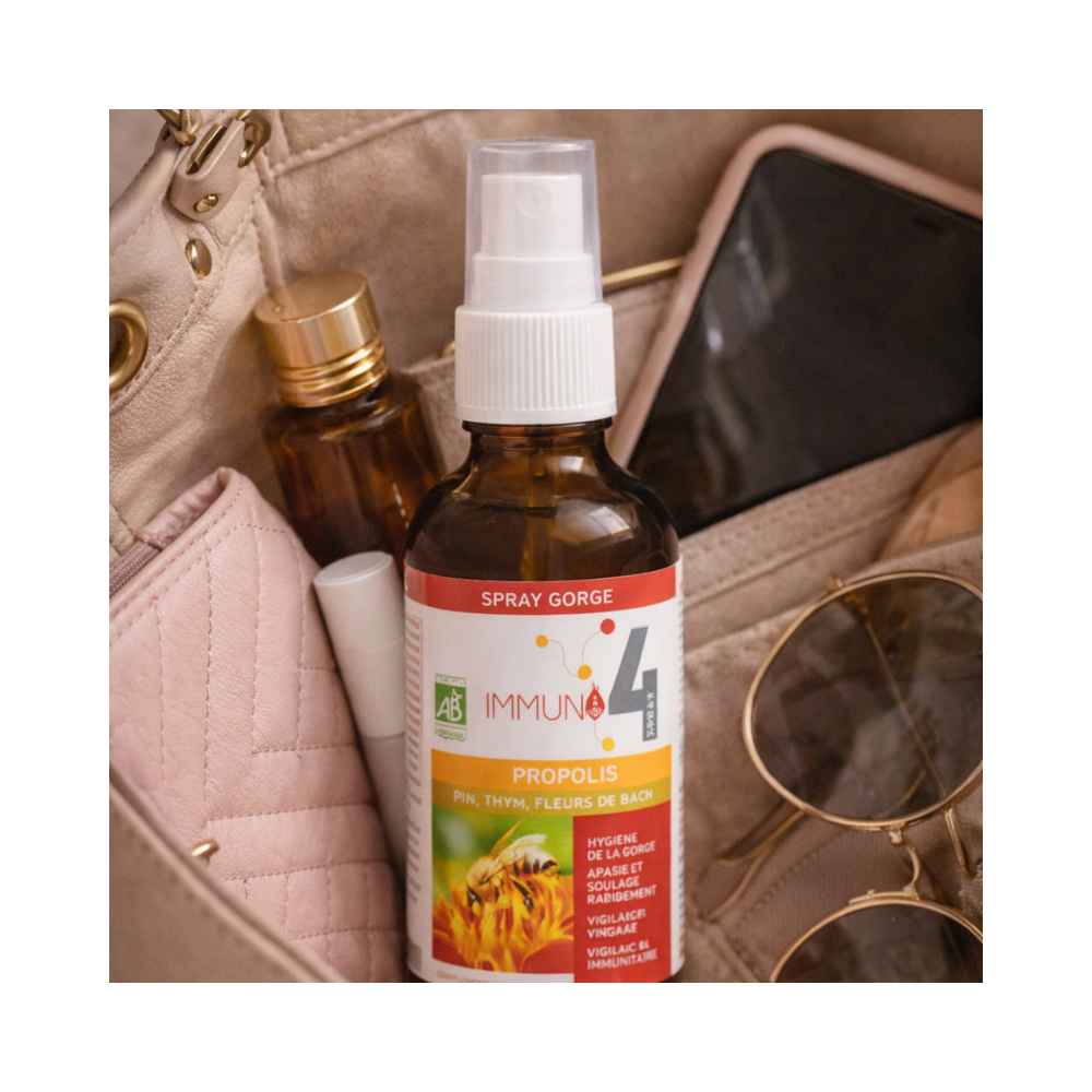 Spray gorge Bio Immuno4 50 ml aux fleurs de Bach Laboratoire Mint-e 1 - mesfleursdebach.com 