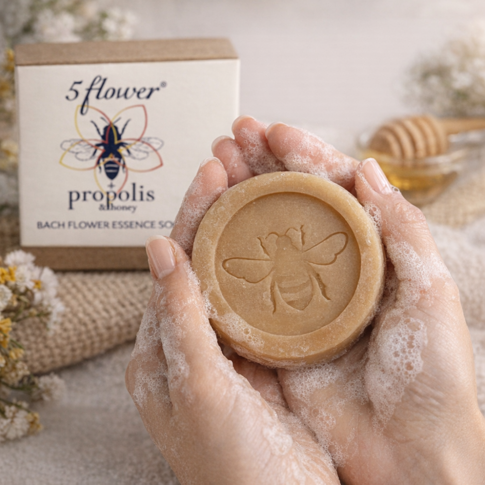 Healing Herbs - Savon aux 5 fleurs d'urgence Rescue, Miel, Propolis & Calendula - Julian Barnard Healing Herbs 1 - mesfleursdeba