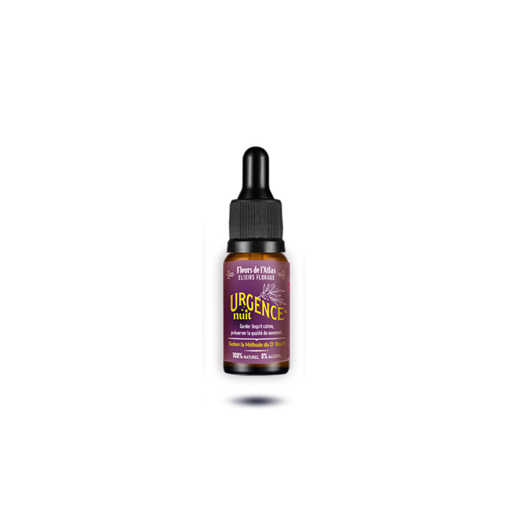Urgence Rescue sans alcool nuit compte-gouttes 10 ml - Les Fleurs de l'Atlas Fleurs de l'Atlas - Sans alcool 1 - mesfleursdebach