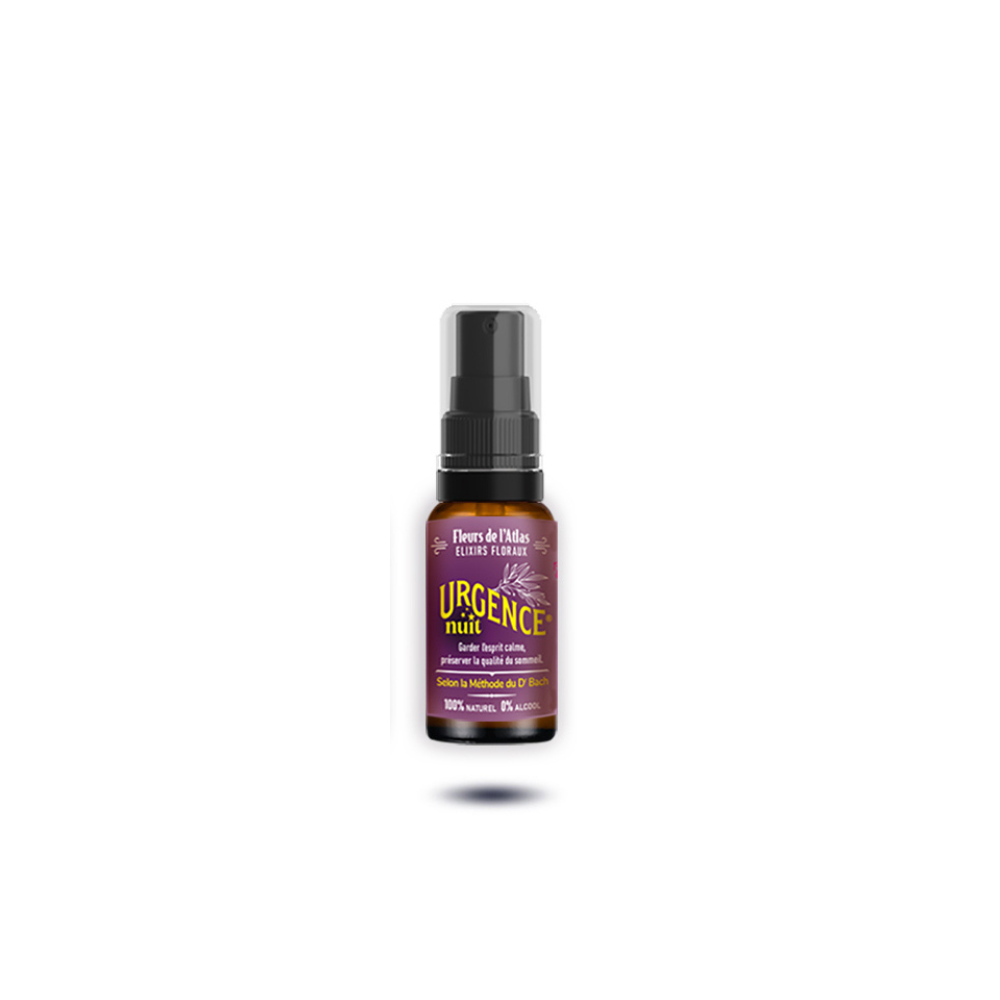 Urgence Rescue sans alcool nuit spray 10 ml - Les Fleurs de l'Atlas Fleurs de l'Atlas - Sans alcool 1 - mesfleursdebach.com 