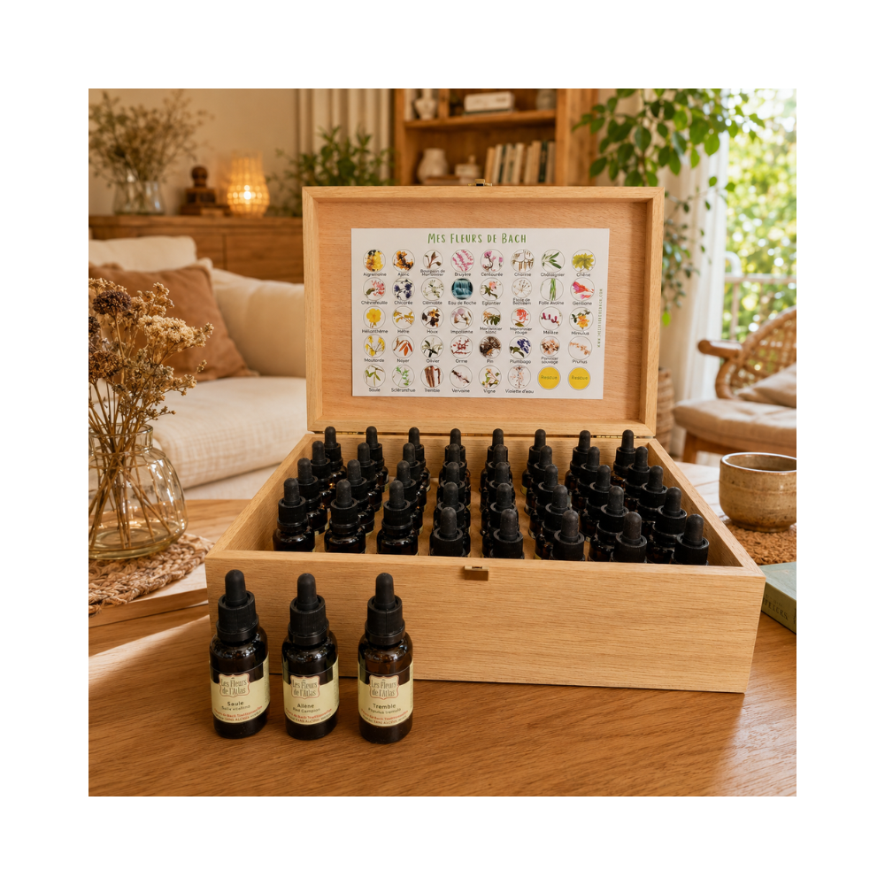 Sans alcool 30ml Coffret plein chêne 38 fleurs de Bach Atlas + 2 élixirs d'urgence [product.brand] 1 - mesfleursdebach.com 