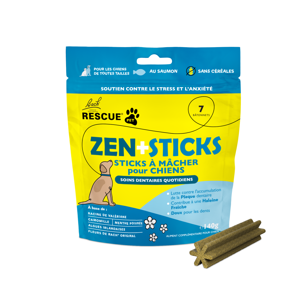 RESCUE PETS ZEN+STICKS – STICKS À MÂCHER POUR CHIENS AU SAUMON Bach Original Nelsons 2 - mesfleursdebach.com 