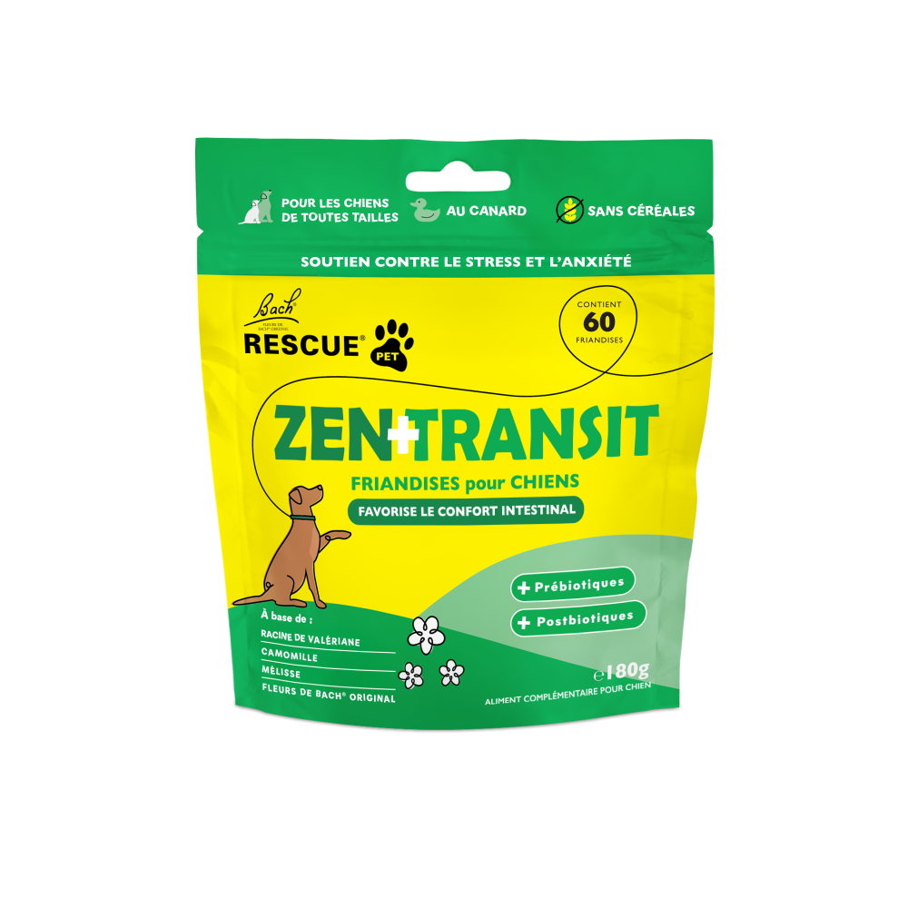 RESCUE PETS ZEN + TRANSIT – FRIANDISES POUR CHIEN AUX FLEURS DE BACH Bach Original Nelsons 1 - mesfleursdebach.com 