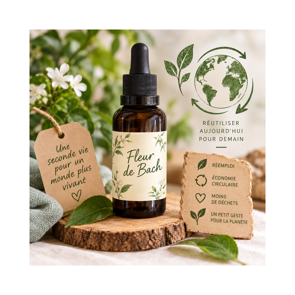 FLACON VIDE EN VERRE AMBRÉ DE SECONDE VIE – RÉUTILISABLE [product.brand] 1 - mesfleursdebach.com 