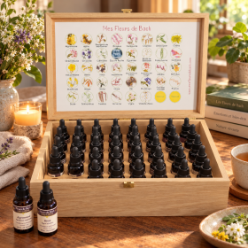Coffret complet 38 Fleurs de Bach sans alcool 30ml +2 urgences - Coffret en chêne de Bourgogne [product.brand] 1 - mesfleursdeba
